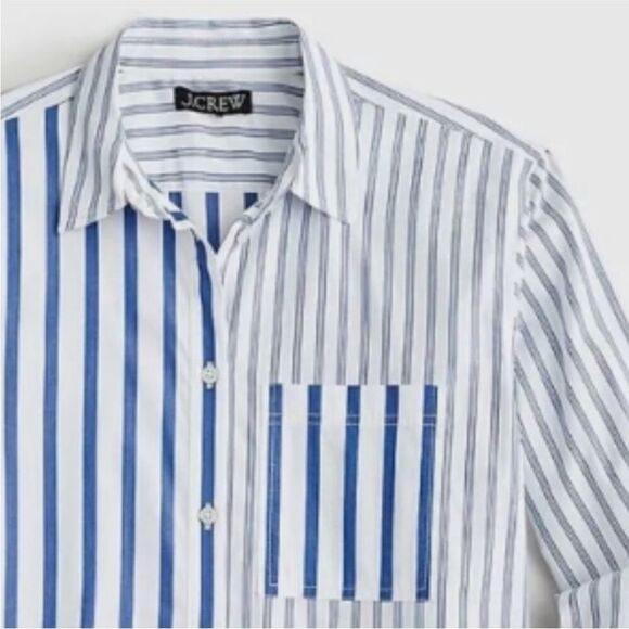NWT J CREW Garçon shirt in cocktail stripe cotton poplin REGAL BLUE MIXY STRIPE - Picture 8 of 8